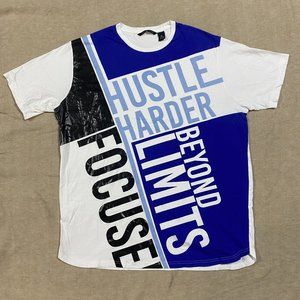 Sean John T-shirt Mens 2XL White Blue Black Hustle Harder Beyond Limits Focused